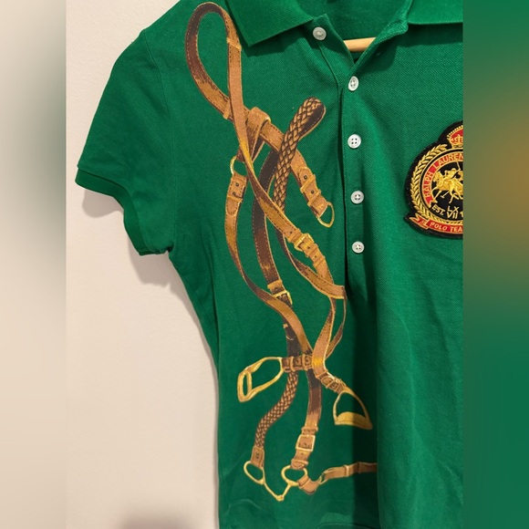 Vintage Style Ralph Lauren Polo Stirrup Rugby Horse Green, Size Medium - Picture 7 of 10